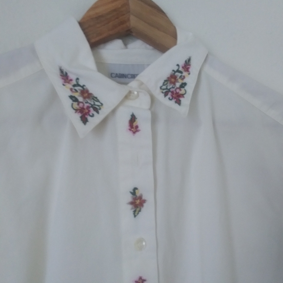 Vintage 90s Cabin Creek Blouse with Floral Embroidery AS IS - Picture 5 of 8